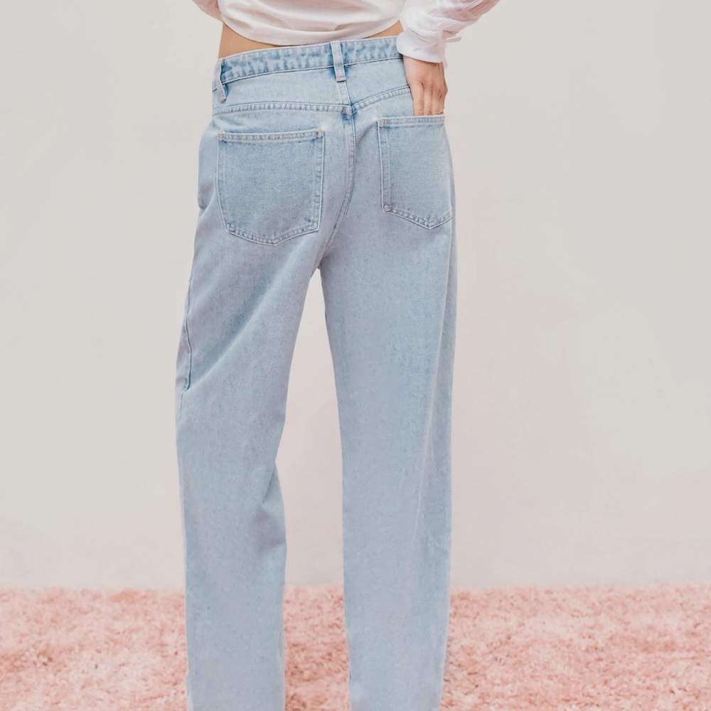 Cider Light Blue Floral Cutout Wide Leg Jeans - Picture 5 of 8